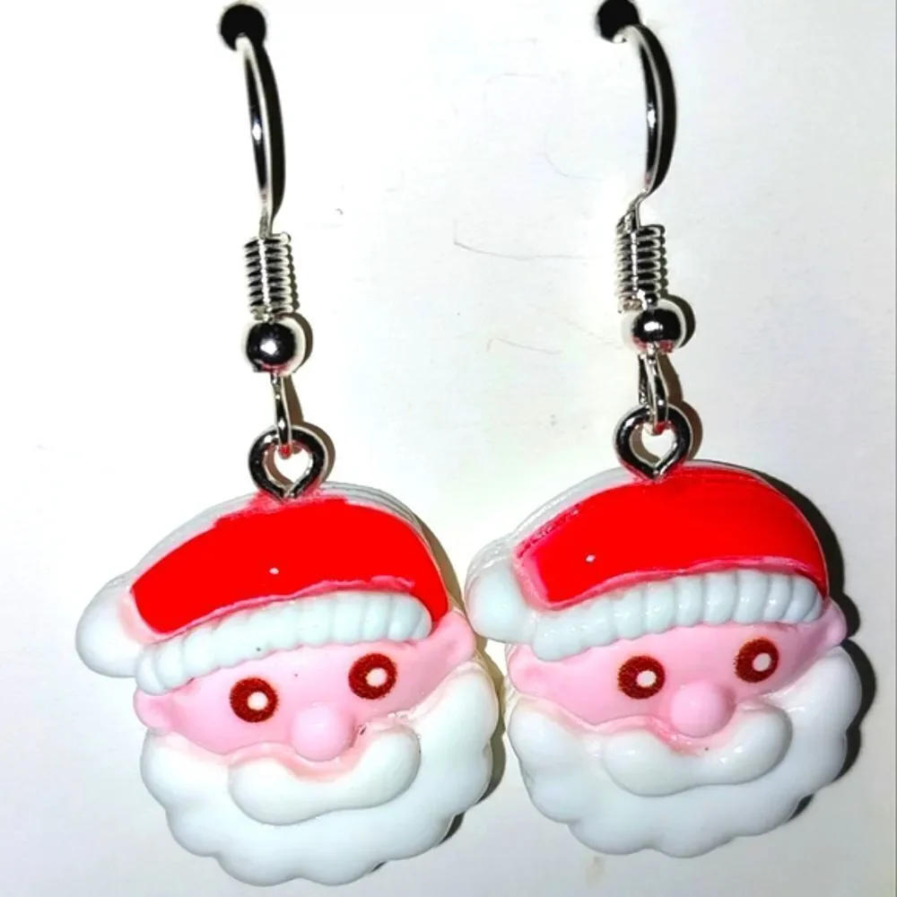 Super cute festive santa holiday earrings